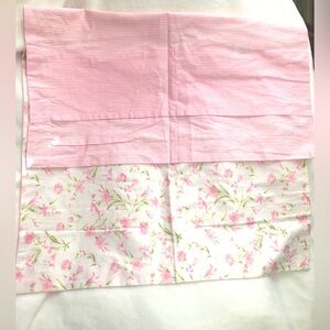 Set of 2 pillow cases - floral and pink stripes - newly made